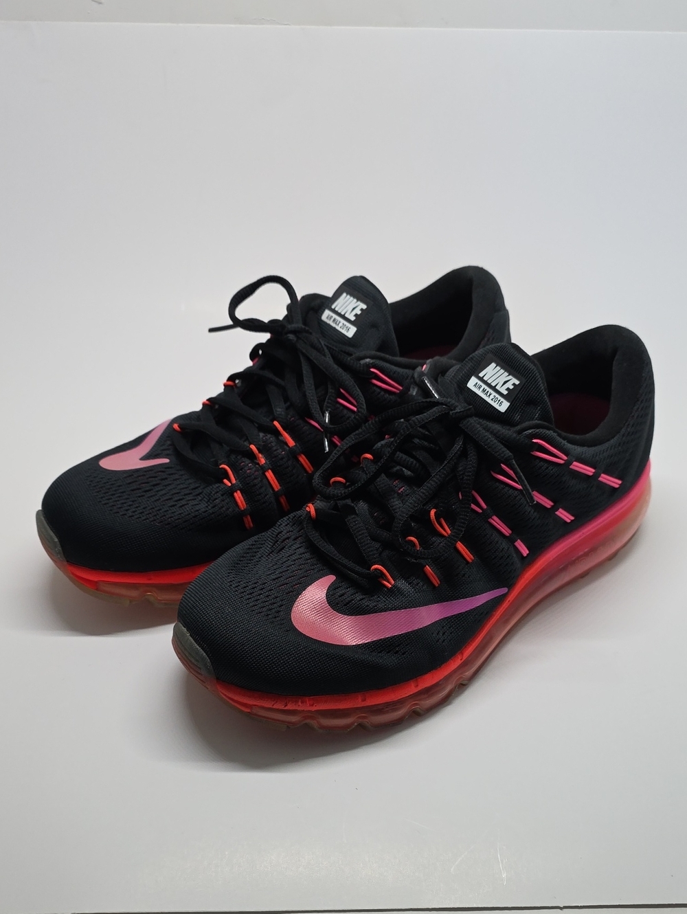 Nike Air Max 2016 Black, Orange & Pink Athletic Shoes Womens 9.5